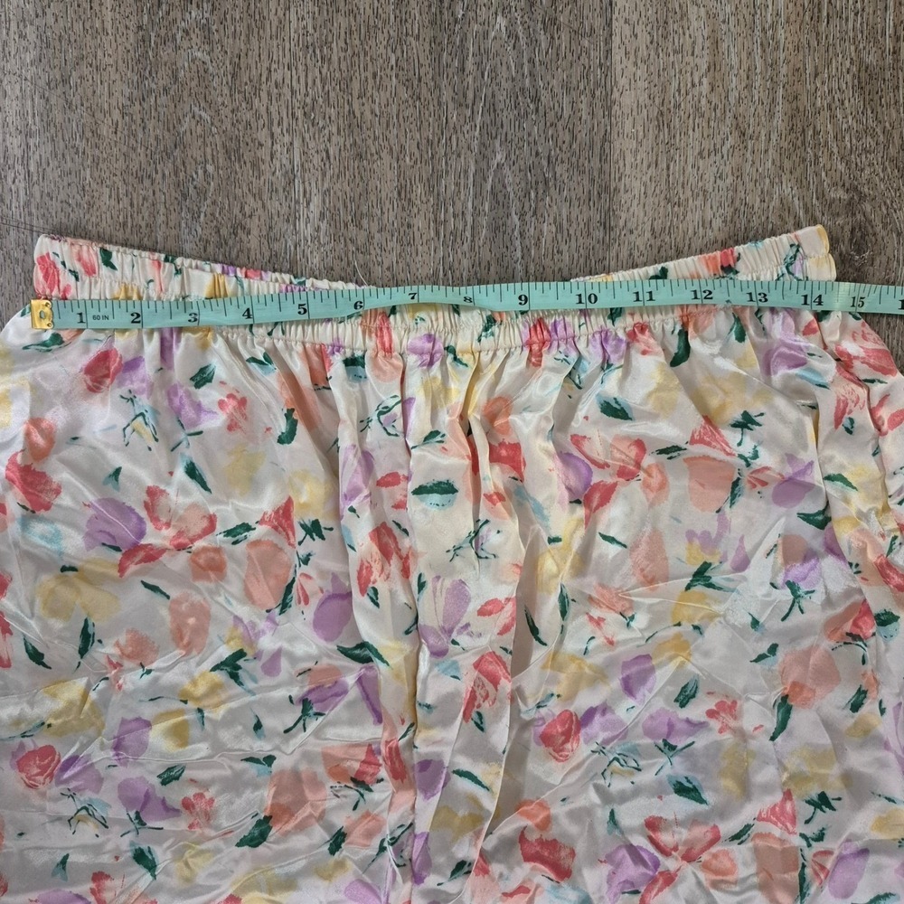 Vtg Victorias Secret Floral Pajama Set Top Pants Long Sleeve Lace Trim L - Picture 9 of 14